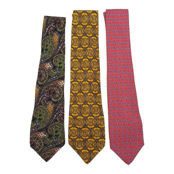 Robert Talbott Silk Ties Hand Sewn Paisley Geometric Dragonfly Lot of 3 - Picture 2 of 12